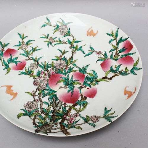 Chinese porcelain dish painted with peaches and ba…