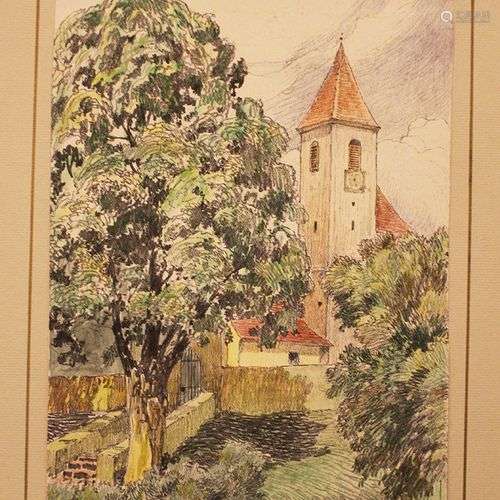 Carl von Lorenz (1891 1978), Landscape pencil on c…