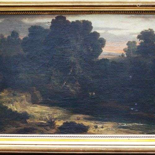 H. Otto , Landscape with shepherdess , oil on canv…