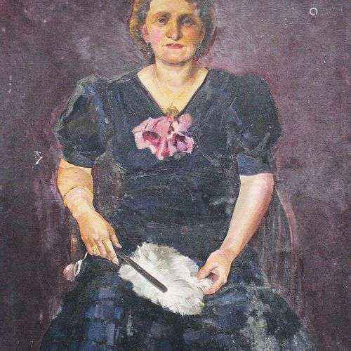 Artist around 1920 , Portrait of a lady, oil on ca…