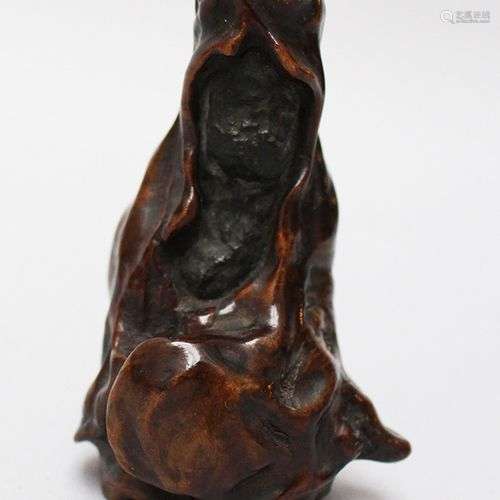 Asian sculpture, root wood 19 th Century. 9 cm hei…