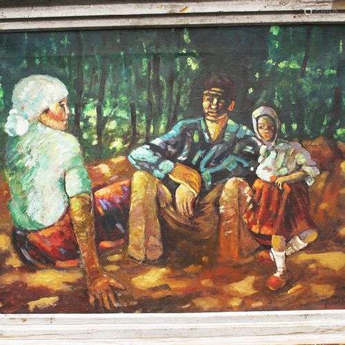 Jasusch, 20. Century, Family scene , oil on canvas…