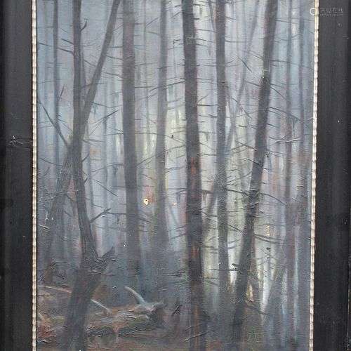 Monogrammist KH , forest oil on canvas , framed, a…