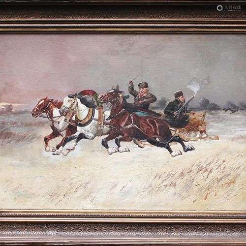Russian Artist 19 th Century, Troika , oil on canv…