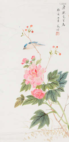(1872-1930) 朱  澐 癸亥(1923年) 花鳥 設色紙本 鏡心