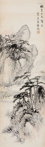 (1900-1968) 荀慧生  松山蕭寺 設色紙本 立軸