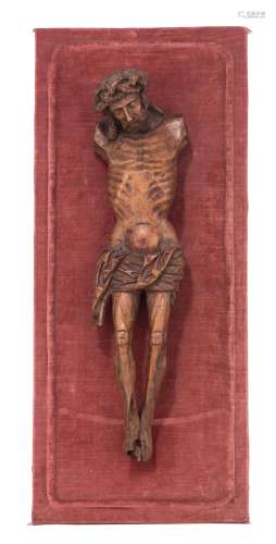 A walnut Corpus Christi, probably Brabant, 16thC, H 42 cm