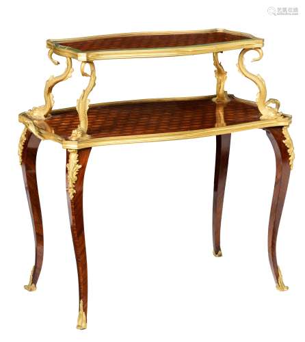 A fine Neoclassical mahogany and rosewood veneered ‚tagŠre tea table, decorated with gilt bronze mou