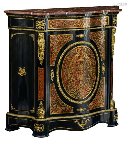 A Napoleon III 'meuble d'appui' in ebonised wood, with Boulle marquetry, gilt bronze mounts and a ro