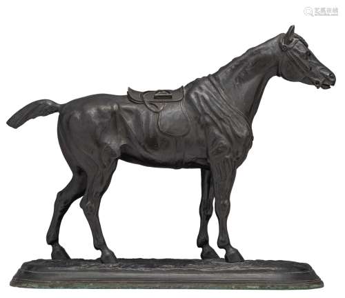 Delabierre E., the horse, dark patinated bronze, H 59 - W 70 cm