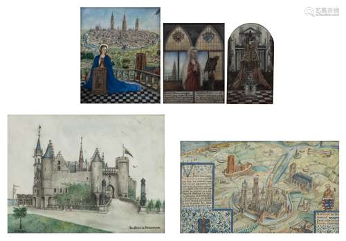 Basyn A., a collection of five works inspired by the early Netherlandish paintings, consisting of tw