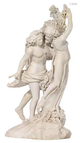 A Carrara marble copy after the famous sculpture of Apollo en Daphne (one of Ovid's Metamorphoses) b