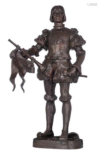 Cordonnier A., 'Heraut d'Armes XVe SiŠcle (Hotel de Ville de Paris)', patinated bronze, H 90 cm