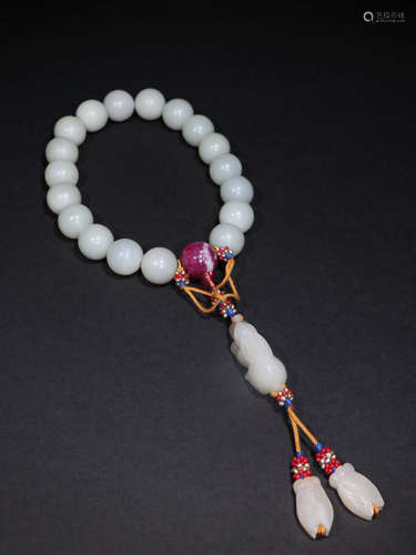 A HETIAN JADE BEADS PRAYER BEADS