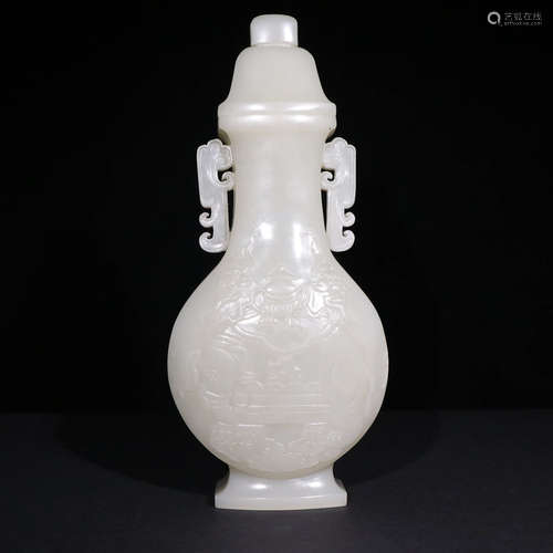 A HETIAN JADE CARVED VASE