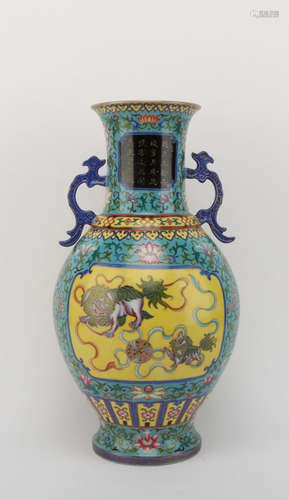 AN ENAMEL CLOISONNE PORCELAIN VASE