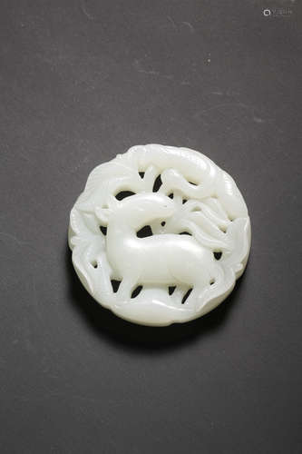 A WHITE JADE RETICULATED PLAQUES