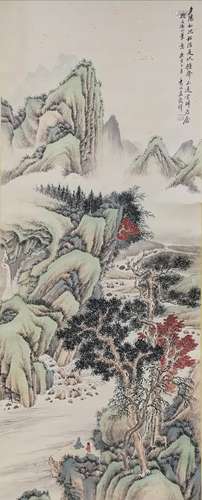 A CHINESE LANDSCAPE PAINTING SCROLL WU GUXIANG MARK