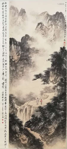 A CHINESE LANDSCAPE PAINTING SCROLL FU BAOSHI MARK