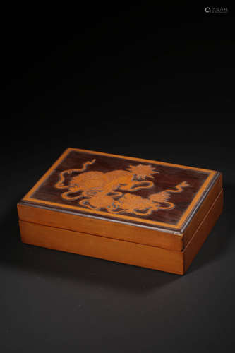 ROSEWOOD INLAID WITH BOXWOOD STATIONERY CASE