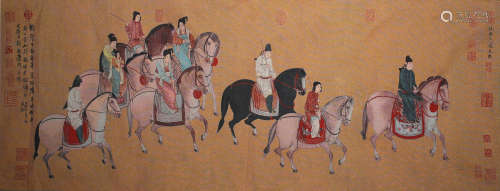 A HORSE-RIDING IMPERIAL EMBROIDERY