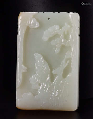 HETIAN JADE TABLET CARVED WITH FIGURE