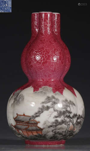 DAQINGQIANLONGNIANZHI MARK FAMILLE ROSE GLAZE VASE