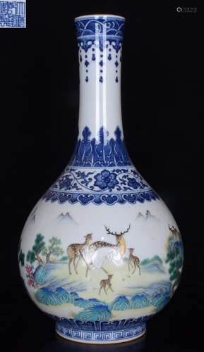 QIANLONG MARK BLUE&WHITE GLAZE VASE