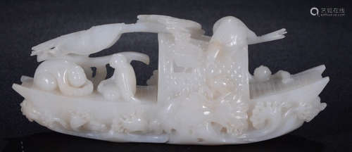 HETIAN JADE CARVED BOAT