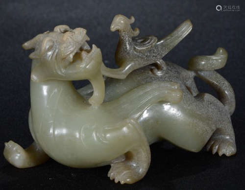 ANTIQUE JADE CARVED BEAST