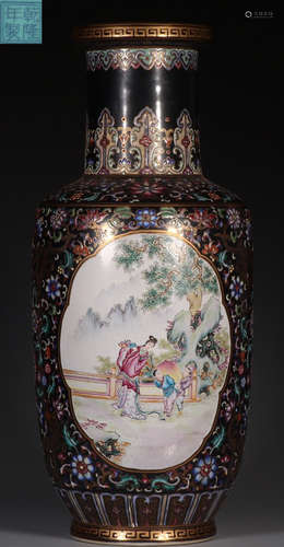 DAQINGQIANLONGNIANZHI MARK FAMILLE ROSE GLAZE VASE