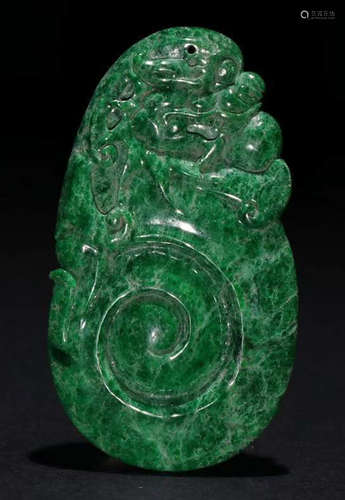 JADEITE PENDANT CARVED WITH BEAST