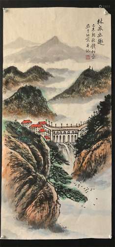 QIANSONGYAN MARK LANDSCAPE VERTICAL AXIS PAINTING