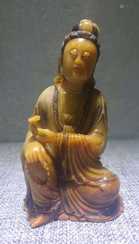 SHOUSHAN STONE GUANYIN BUDDHA STATUE