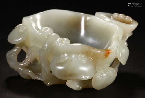 HETIAN JADE CARVED BRUSH WASHER