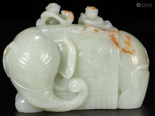 HETIAN JADE CARVED ELEPHANT