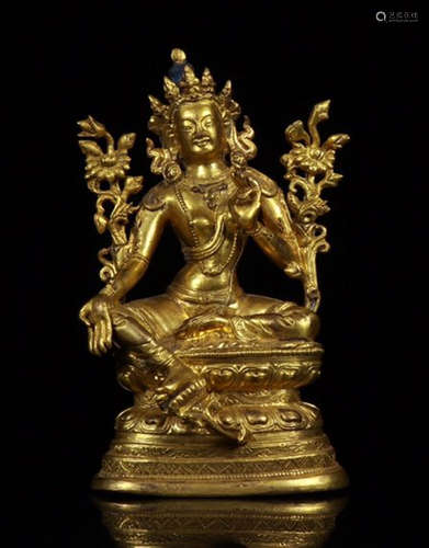 GILT BRONZE TARA BUDDHA STATUE