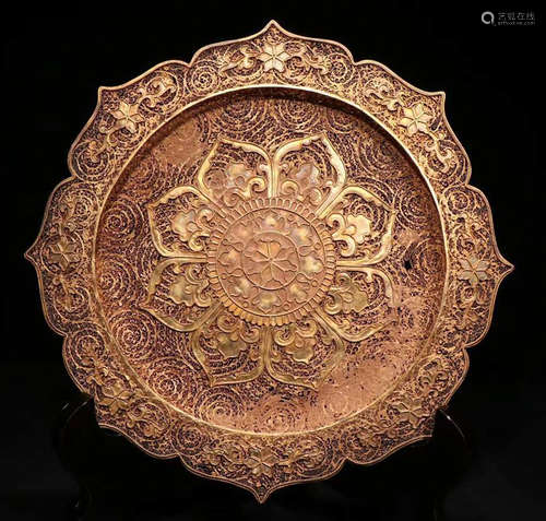 GILT SILVER PLATE WITH FILIGREE