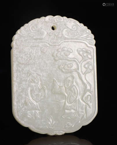 HETIAN JADE TABLET CARVED WITH STORY&POETRY