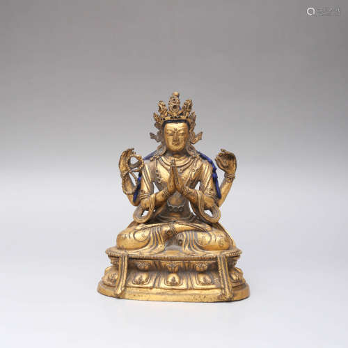 A Gilt Bronze Four-armed Avalokitesvara