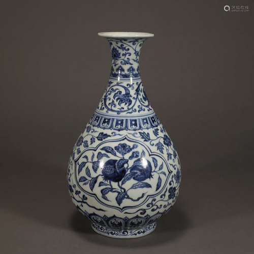 A BLUE AND WHITE PORCELAIN YUHUCHUN VASE