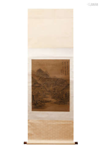 A CHINESE LANDSCAPE HANGING SCROLL PAINTING DONG QICHANG MARK