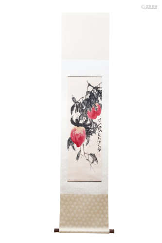 A CHINESE SHOUTAO HANGING SCROLL PAINTING DONG QICHANG MARK