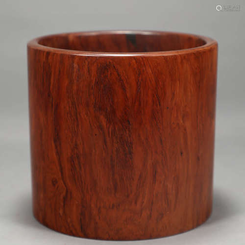 A FRAGRANT ROSEWOOD BRUSH POT