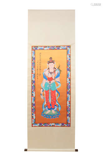 A CHINESE BUDDHA HANGING SCROLL PAINTING ZHANG DAQIAN MARK