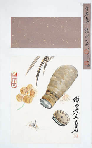 A CHINESE HANGING SCROLL PAINTING QI BAISHI MARK