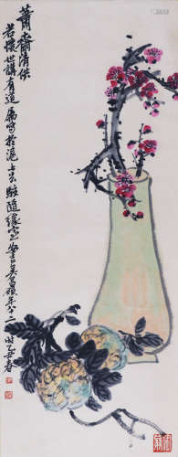 A CHINESE HANGING SCROLL PAINTING WU CHANGSHUO MARK