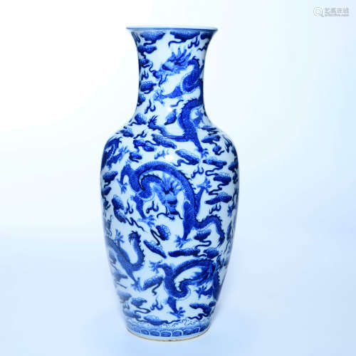 A Blue and White  Dragon Porcelain Vase, Kangxi xinhai zhong he tang zhi mark