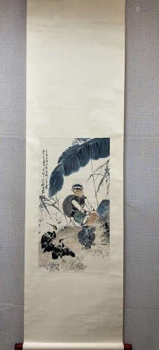 A Chinese Figure Hanging Scroll Painting, Song Yinke Mark