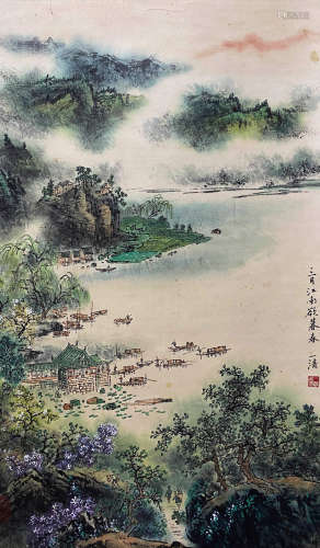 A Chinese Landscape Hanging Scroll Painting, Tao Yiqing Mark
